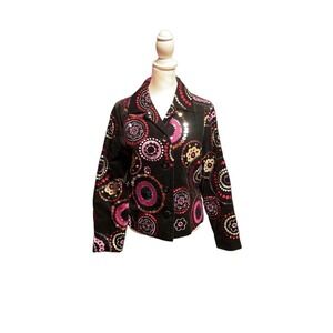 New Susan Bristol Black‎ Velvet Colored Sequin Jacket Size 6P